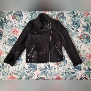 🖤 American Eagle Outfitters Black Suede/Sherpa Biker Jacket (M/M)